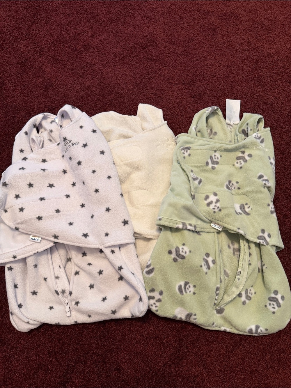 Halo Baby Sleep Sacks in White, Cream & Light Green